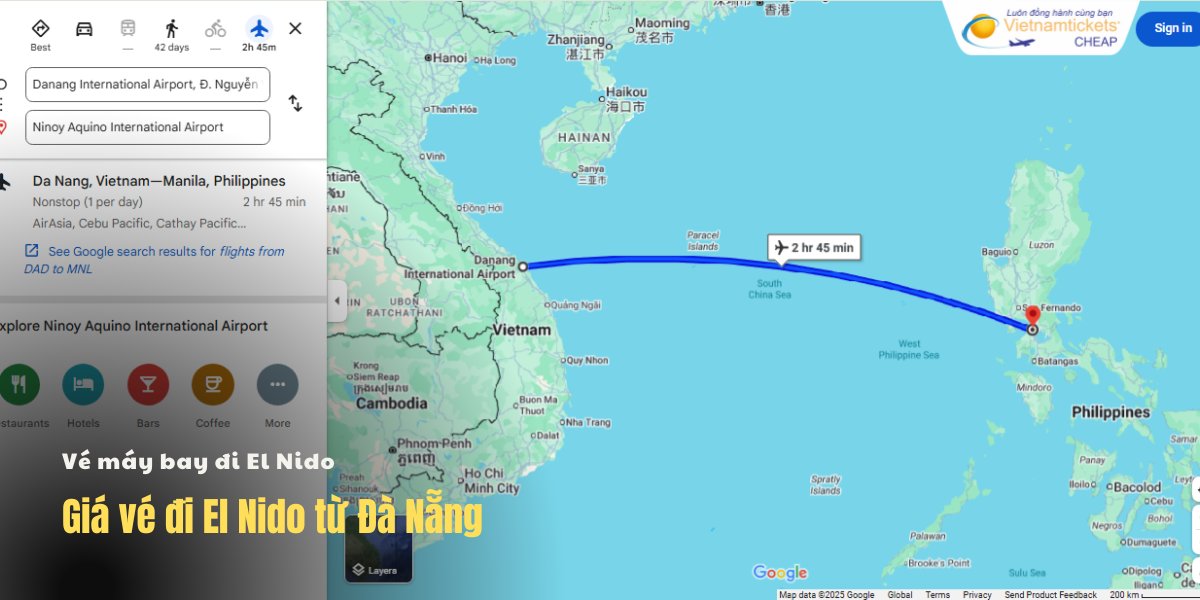 Giá vé máy bay đi El Nido từ Đà Nẵng