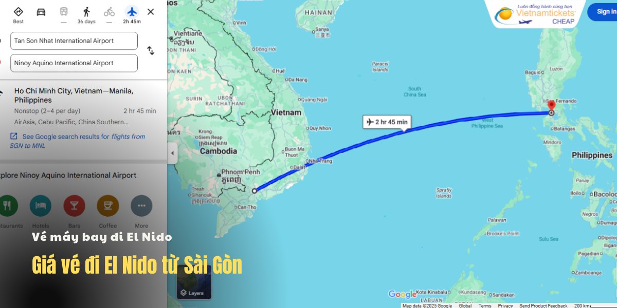 Giá vé máy bay đi El Nido từ Sài Gòn