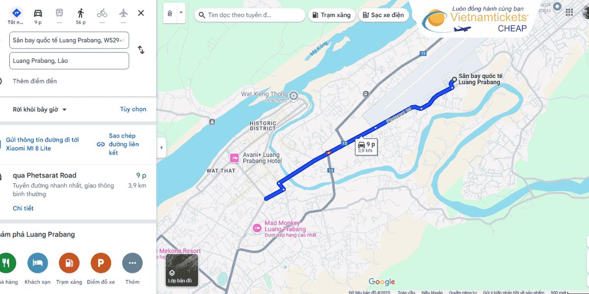 Từ sân bay vô trung tâm Luang Prabang