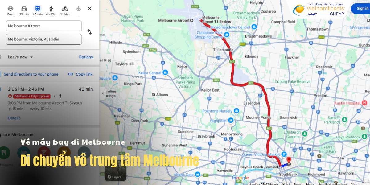 Di chuyển vô trung tâm Melbourne