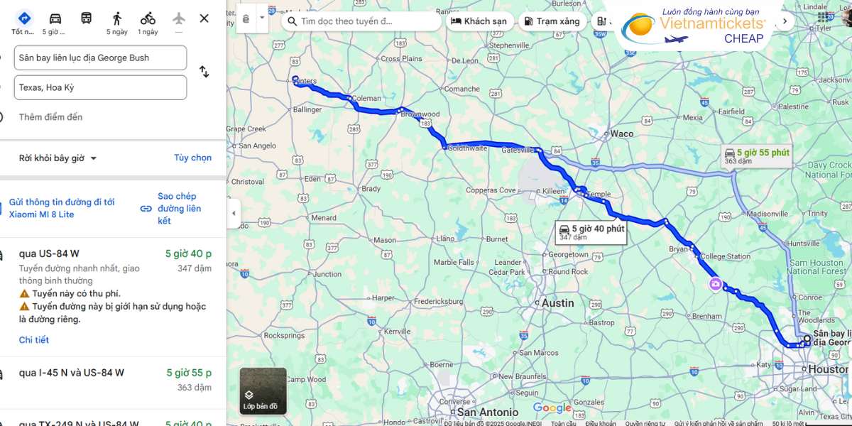Di chuyển vô trung tâm Mỹ Texas