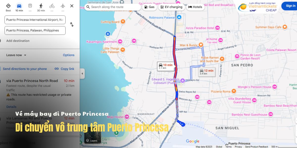 Di chuyển vô trung tâm Puerto Princesa