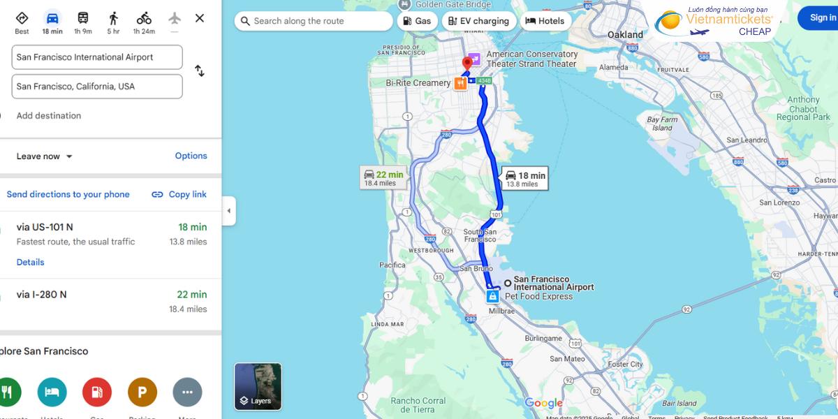 Di chuyển vô trung tâm San Francisco