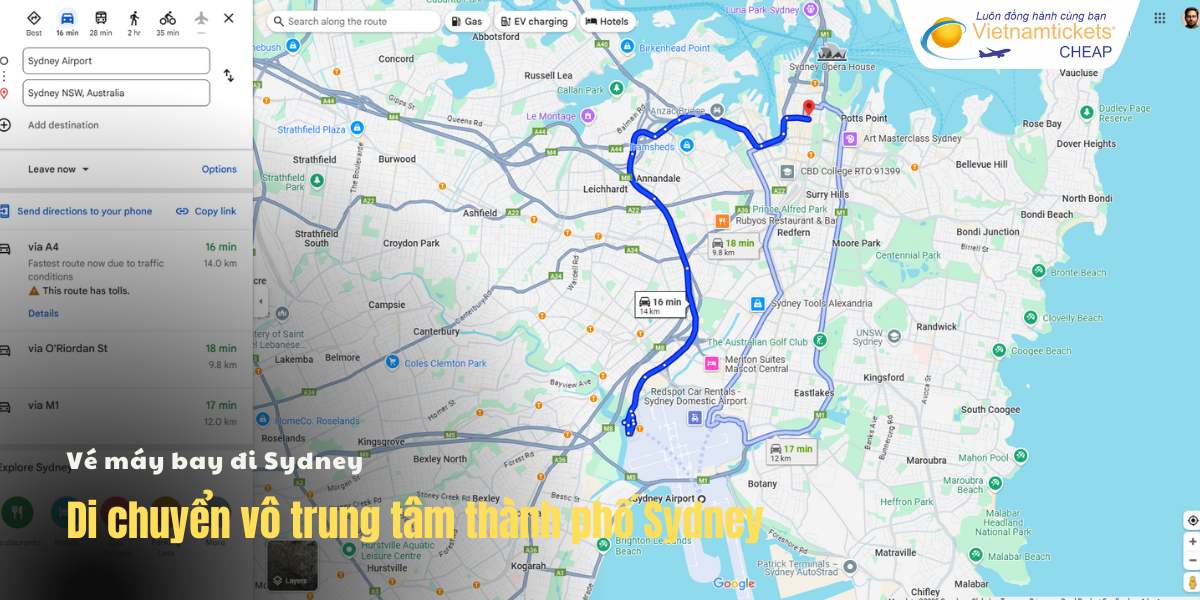 Di chuyển vô trung tâm thành phố Sydney