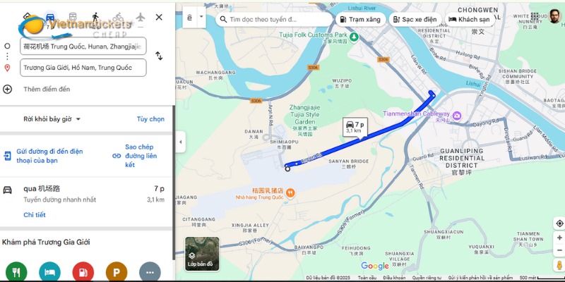 Di chuyển vô trung tâm Trương Gia Giới