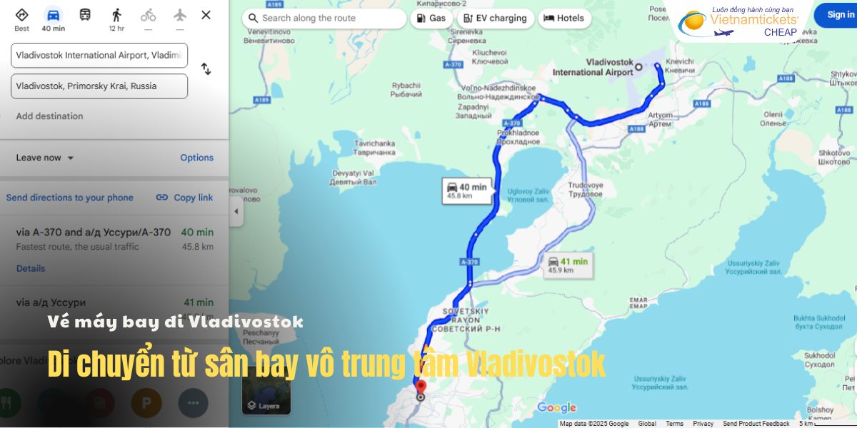 Di chuyển từ sân bay vô trung tâm Vladivostok