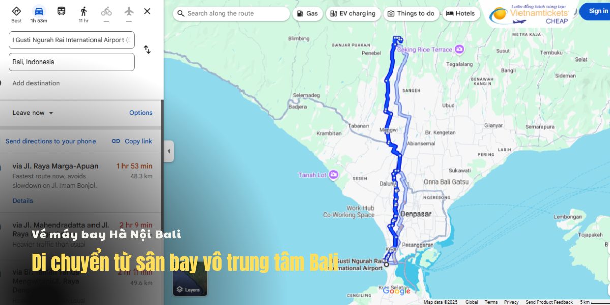 Di chuyển từ sân bay vô trung tâm Bali