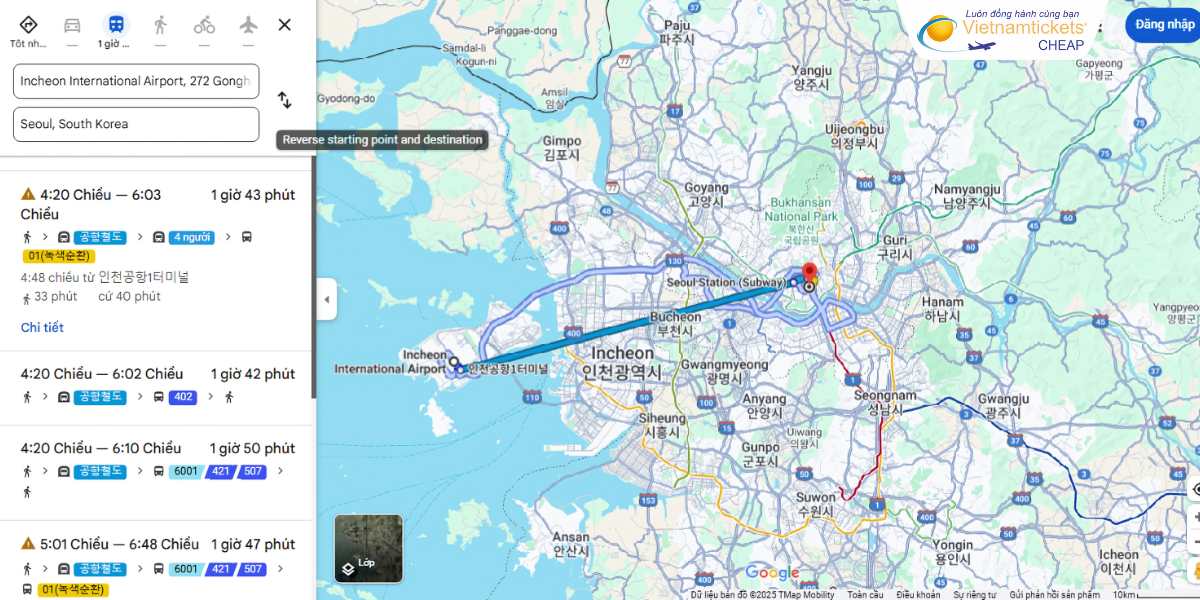 Từ sân bay vào trung tâm Seoul