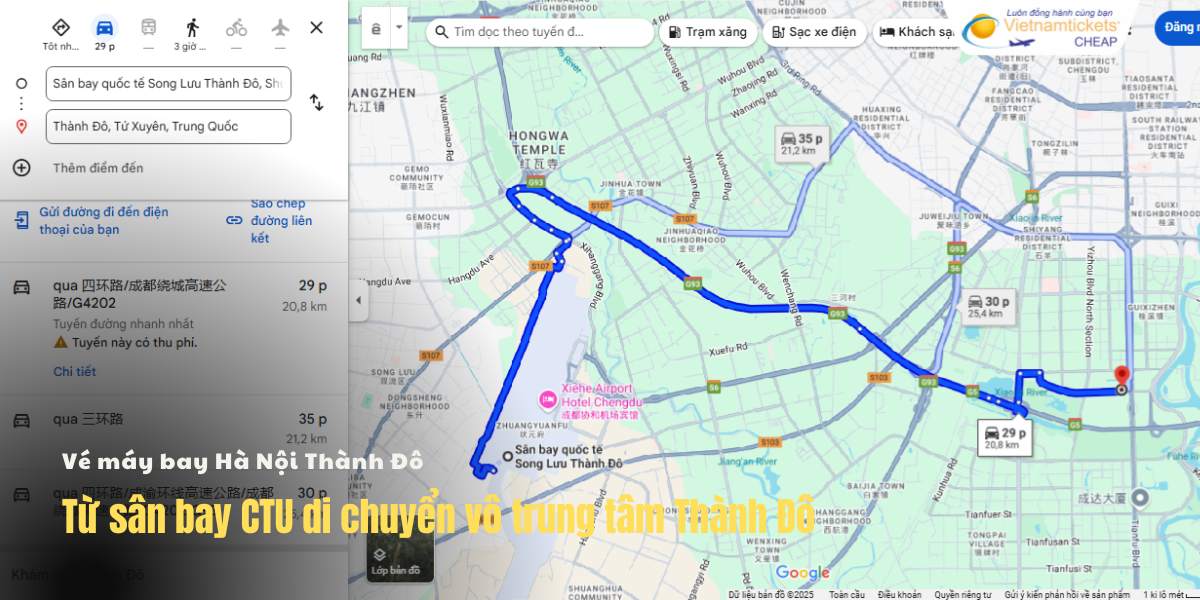 Di chuyển từ sân bay CTU vô trung tâm