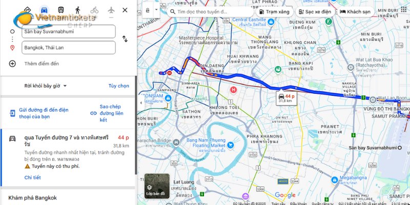 Di chuyển vô trung tâm Bangkok