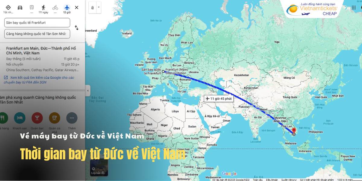 Thời gian bay từ Đức về Việt Nam