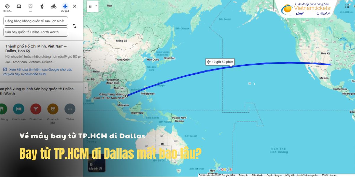 Bay từ TPHCM đi Dallas mất bao lâu